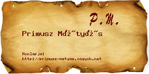 Primusz Mátyás névjegykártya